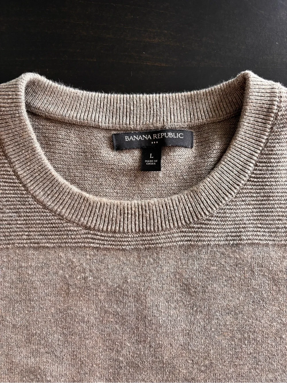 Banana Republic 100% Cotton Men’s Taupe Striped Crewneck Sweater GUC